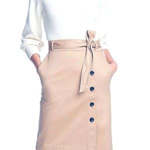 Ann Taylor Khaki Button Pencil Skirt XS XXS 00